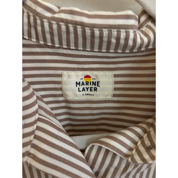 Marine Layer Top Womens XS Tan Brown Collared Long Sleeve - Picture 3 of 5